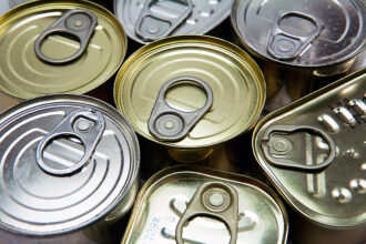 Overhead shot of different sized cans