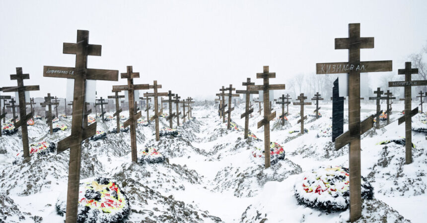 In Bleak Russian Cemetery, Sea of Crosses Signals War’s True Toll