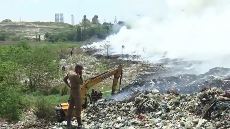 Bhramapuram: One of India's trash mountains is on fire again and Kochi residents are choking on toxic fumes