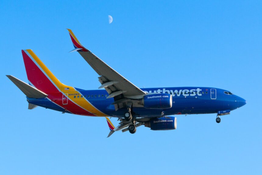 Southwest Boeing 737-700 in the sky over Los Angeles