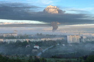 Large Fire Burns at Crimea Fuel Depot After Suspected Drone Attack