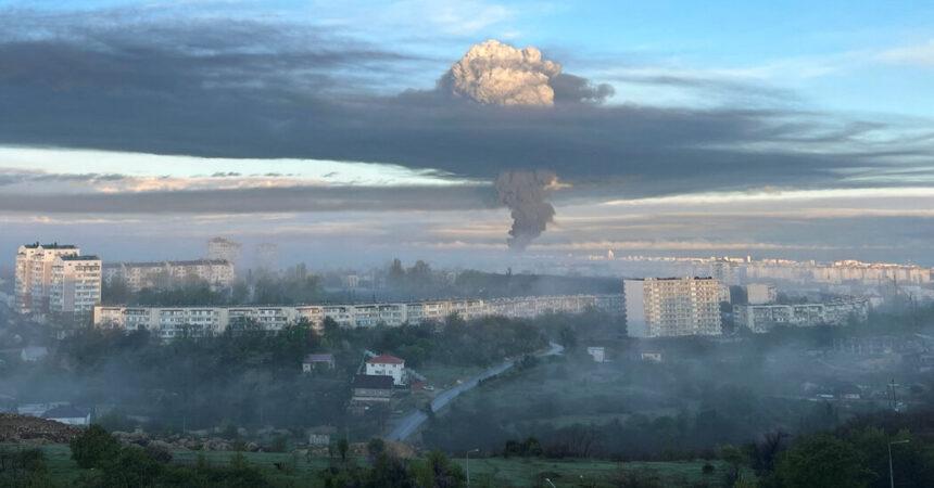 Large Fire Burns at Crimea Fuel Depot After Suspected Drone Attack