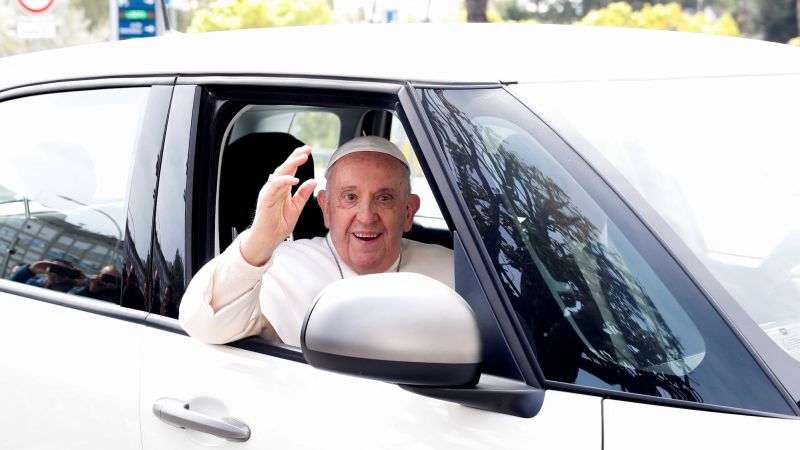 Pope jokes he's 'still alive' as he leaves hospital