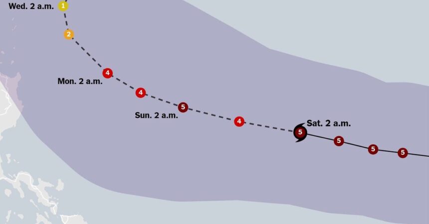 Map: Tracking Typhoon Mawar - The New York Times