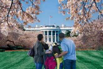 African American couple sightseeing at the White House