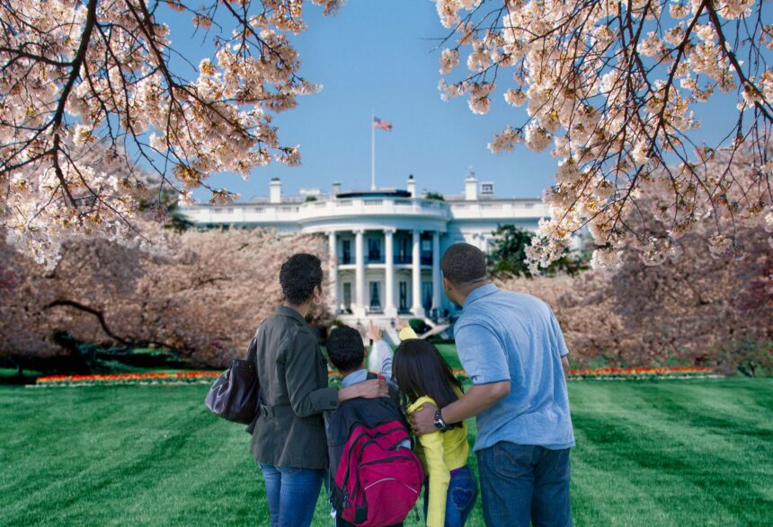 African American couple sightseeing at the White House