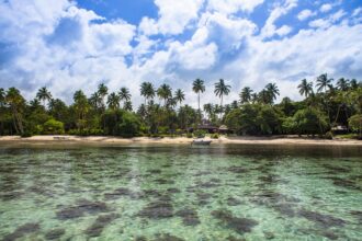 The clear coral waters off the Coral Coast.