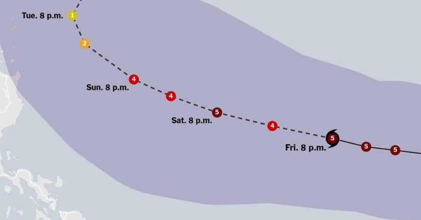 Map: Tracking Typhoon Mawar - The New York Times