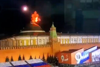 Verified Videos Show Two Drones Exploding Over the Kremlin in Russia