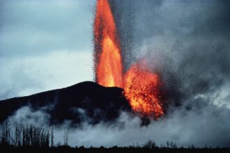 Volcano erupting