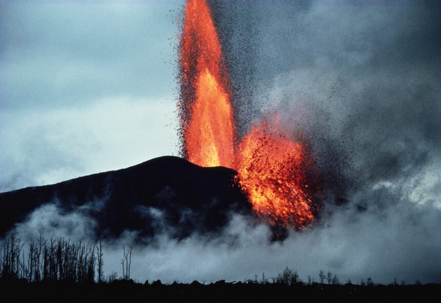 Volcano erupting