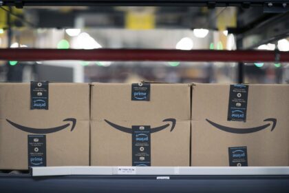 Amazon boxes in a fulfillment center
