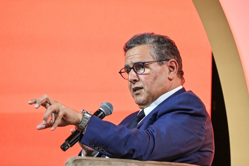 Moroccan prime minister Aziz Akhannouch at the 2023 Africa CEO Forum in Abidjan on 5 June 2023.