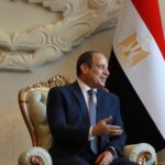 Egyptian President Abdel Fattah al-Sisi at Baghdad Airport in Iraq on 27 June 2021.