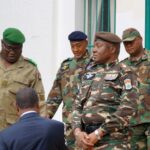 Abdourahamane Tchiani and other army commanders, in Niamey, on 28 July 2023.