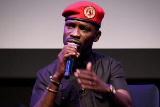 Ugandan opponent Robert Kyagulanyi Ssentamu, known as Bobi Wine, in July 2023.