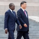 Patrice Talon and Xi Jinping in Beijing on 1 September 2023.