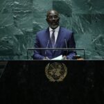 Liberian President George Weah at UN headquarters in New York on 20 September 2023.