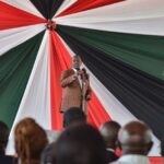 President William Ruto speaks during an interdenominational prayer service in Nakuru on 10 February 2023.