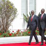 Kenyan President William Ruto (right) and his deputy Rigathi Gachagua, in Nairobi, Kenya, on 21 August 2023.