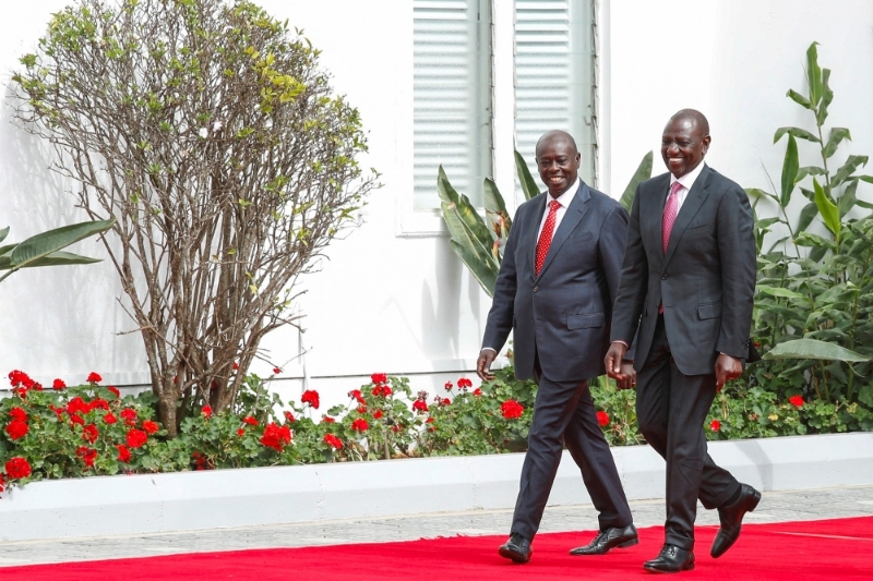 Kenyan President William Ruto (right) and his deputy Rigathi Gachagua, in Nairobi, Kenya, on 21 August 2023.