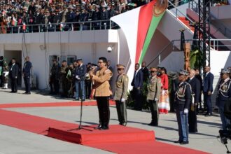 Madagascan president Andry Rajoelina in Antananarivo on 26 June 2023.