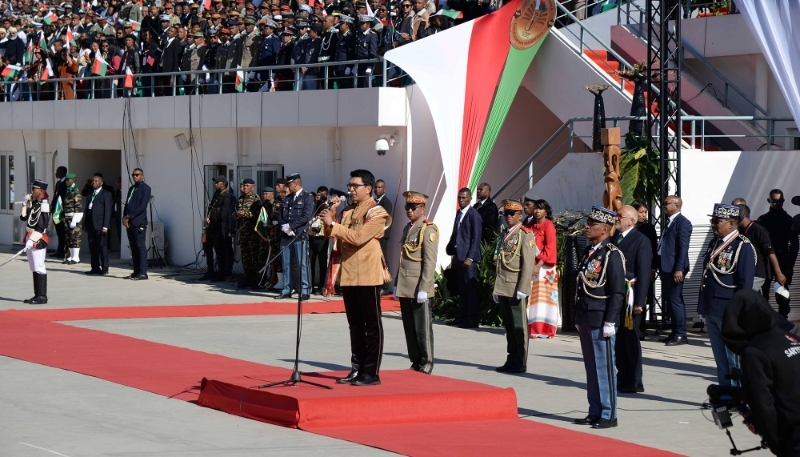 Madagascan president Andry Rajoelina in Antananarivo on 26 June 2023.