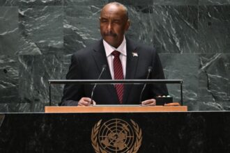 President of the Transitional Sovereign Council of Sudan, Abdel-Fattah al-Burhan addresses the 78th United Nations General Assembly at UN headquarters in New York City on 21 September 2023.