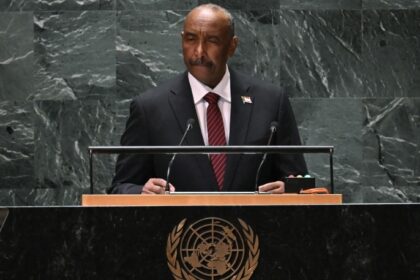 President of the Transitional Sovereign Council of Sudan, Abdel-Fattah al-Burhan addresses the 78th United Nations General Assembly at UN headquarters in New York City on 21 September 2023.