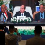 Egyptian president Abdel-Fattah al-Sissi opening the International Peace Summit in the country