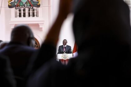 Kenyan president William Ruto during a press conference.