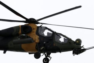 A T-129 ATAK developed by Turkish Aerospace Industries, in Ankara, Turkey.