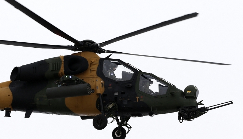 A T-129 ATAK developed by Turkish Aerospace Industries, in Ankara, Turkey.