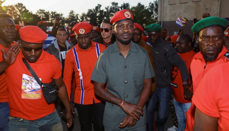 Ugandan opposition leader and singer Robert Kyagulanyi Ssentamu, better known as Bobi Wine, arrives in South Africa on 3 October 2023 to meet Ugandans living there.