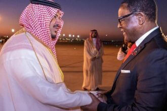 The President of the Republic of Malawi, Lazarus McCarthy Chakwera, arrives in Riyadh on November, 9, 2023 to attend the Saudi-Arab-African Economic Conference.