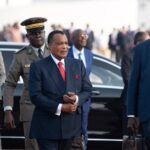 Denis Sassou Nguesso at Brazzaville airport in March 2023.