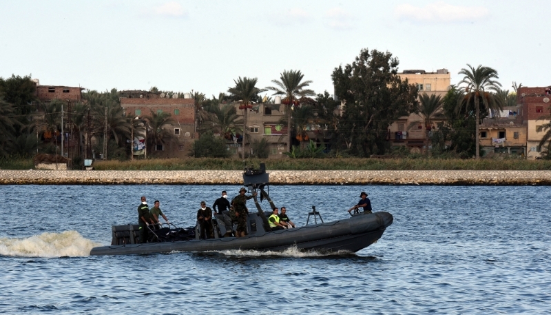 Egyptian boat during a search operation after a boat carrying migrants capsized in the Mediterranean, along the shore in the Egyptian port city of Rosetta on 22 September 2016.