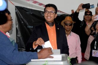 The outgoing Malagasy president, Andry Rajoelina.