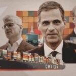 A.P. Moller - Maersk boss Vincent Clerc, CMA CGM CEO Rodolphe Saadé and MSC group owner Gianluigi Aponte.