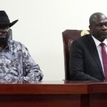 South Sudanese President Salva Kiir (L), and South Sudan