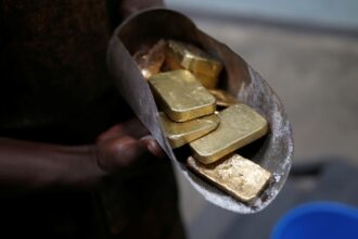 Gold being refined in a factory in Uganda.