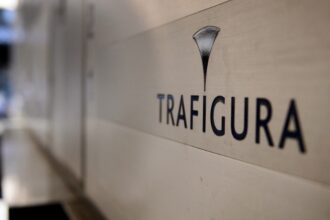 The logo of the multinational oil firm Trafigura is seen on 2 October 2012 at a branch in Geneva.