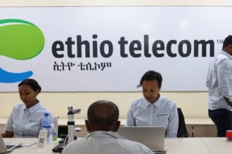 Ethio Telecom employees at work in the firm