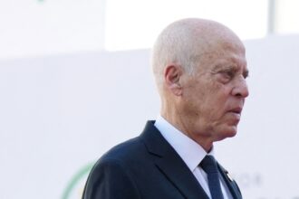 Tunisian President Kais Saied arrives for the closing session of the New Global Financial Pact Summit, on June 23, 2023 in Paris.