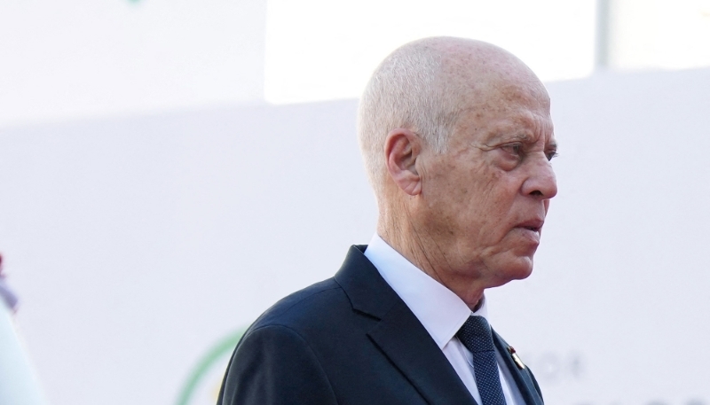 Tunisian President Kais Saied arrives for the closing session of the New Global Financial Pact Summit, on June 23, 2023 in Paris.