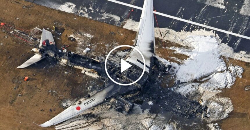 Charred Remains of Japan Airlines Plane Crash