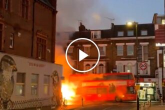 Double-Decker Electric Bus Catches Fire in London