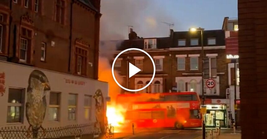 Double-Decker Electric Bus Catches Fire in London