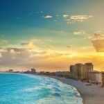 Panoramic View of Sunset at the Hotel District, Cancun Mexico