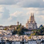 Paris skyline with Sacre Coeur basilica and Montmartre, Paris, France